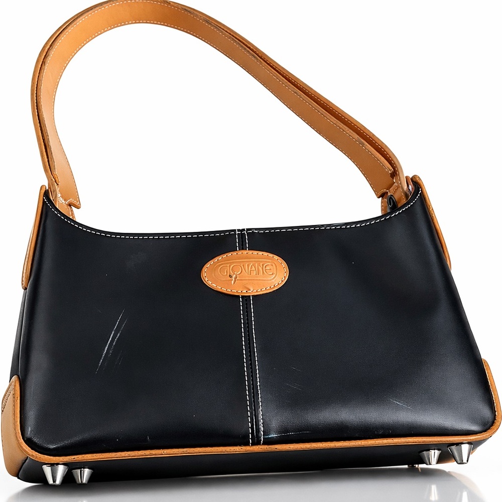 Giovane Black and Tan Leather Shoulder Bag